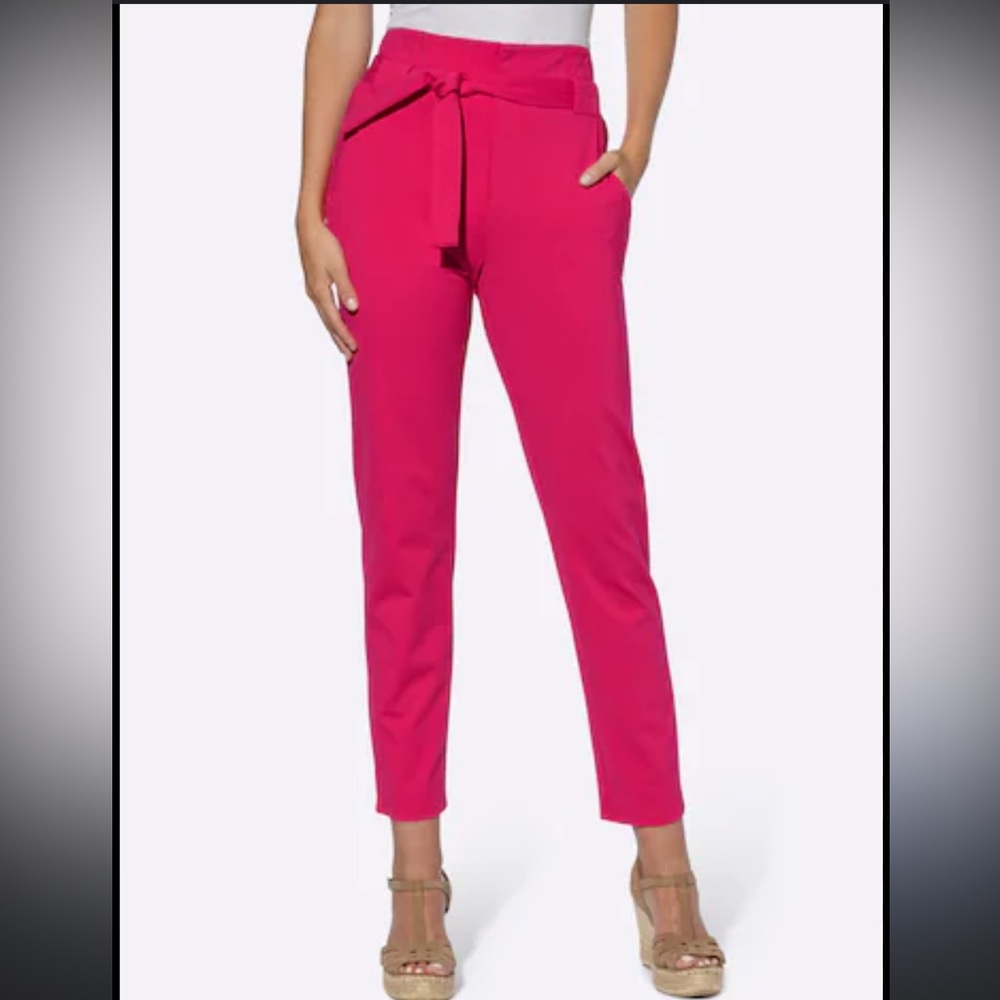 Ann Taylor Pants - dark pink belted dress pants ankle length